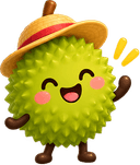 Durian mascot waving